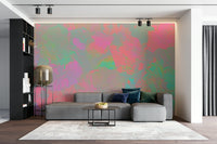 Modern flower wallpaper in pastel shades

