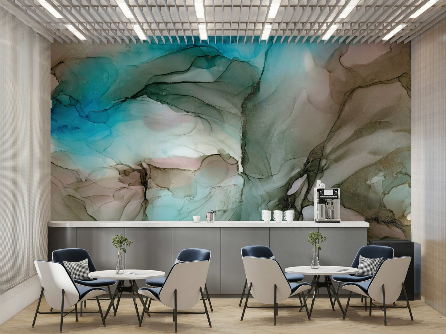 Subtle abstract ocean design for living rooms

