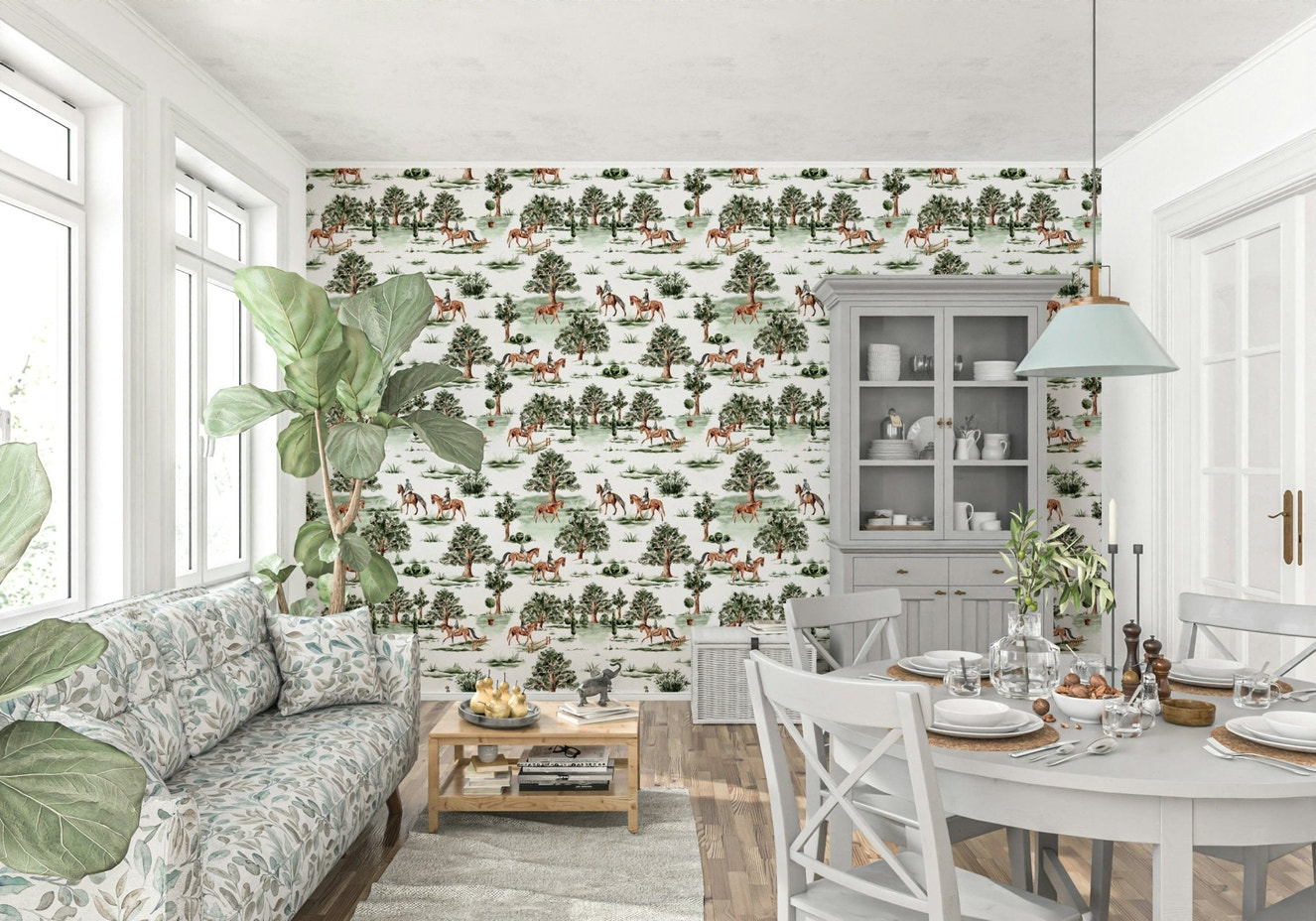Equestrian Escape horse riding scenic wall mural.