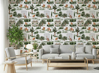 Horse riding country manor wall mural design.