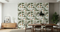 Watercolour manor house Equestrian Estate wallpaper.