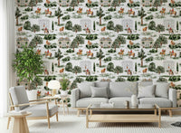 Horse riding country manor wall mural design.
