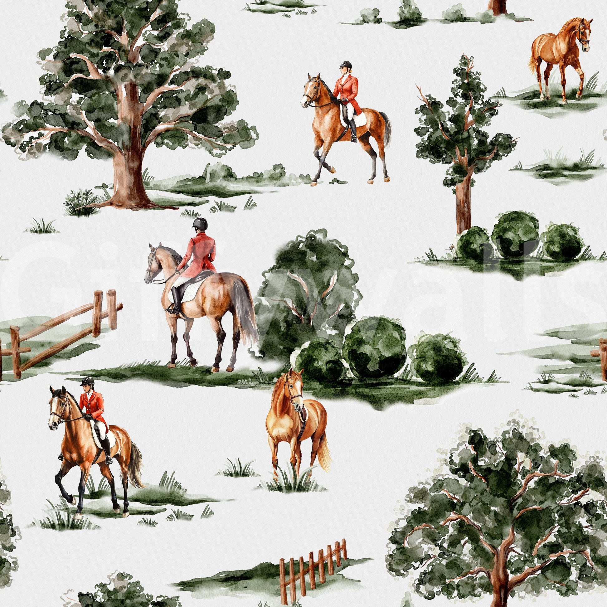 The mural features British horses.