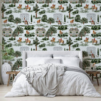 The wallpaper shows a large British country house.

