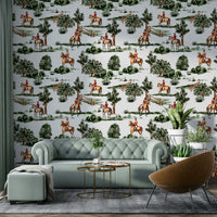 A seamless pattern of a countryside hunting scene.

