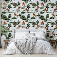 The wallpaper has a traditional, classic style.

