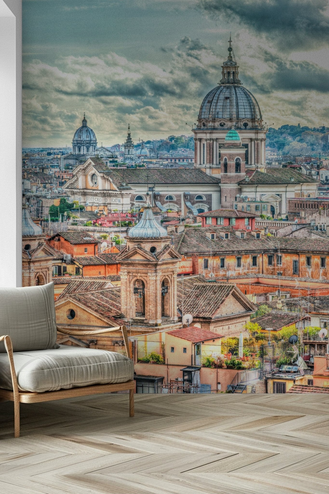 Eternal City View wall mural highlights ancient city layers and spires.