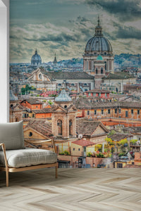 Eternal City View wall mural highlights ancient city layers and spires.