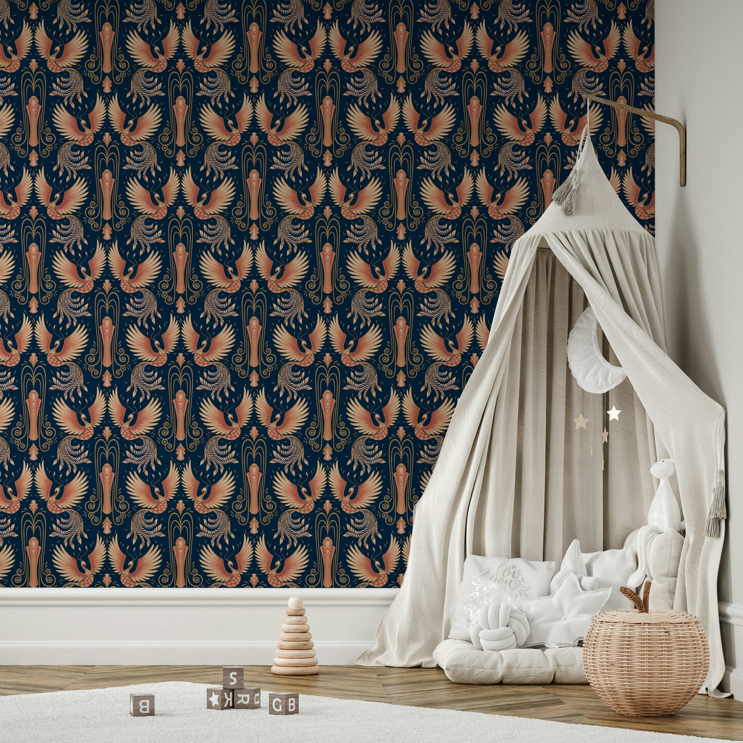 Eternal flight phoenix design on wallpaper

