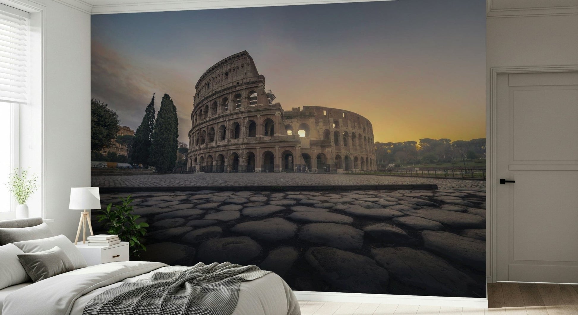 Colosseum arch detail wallpaper for hallway, stone textures, modern wall decor
