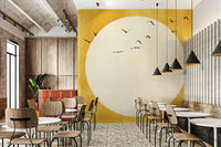 High-resolution wall mural showing a morning sun landscape.