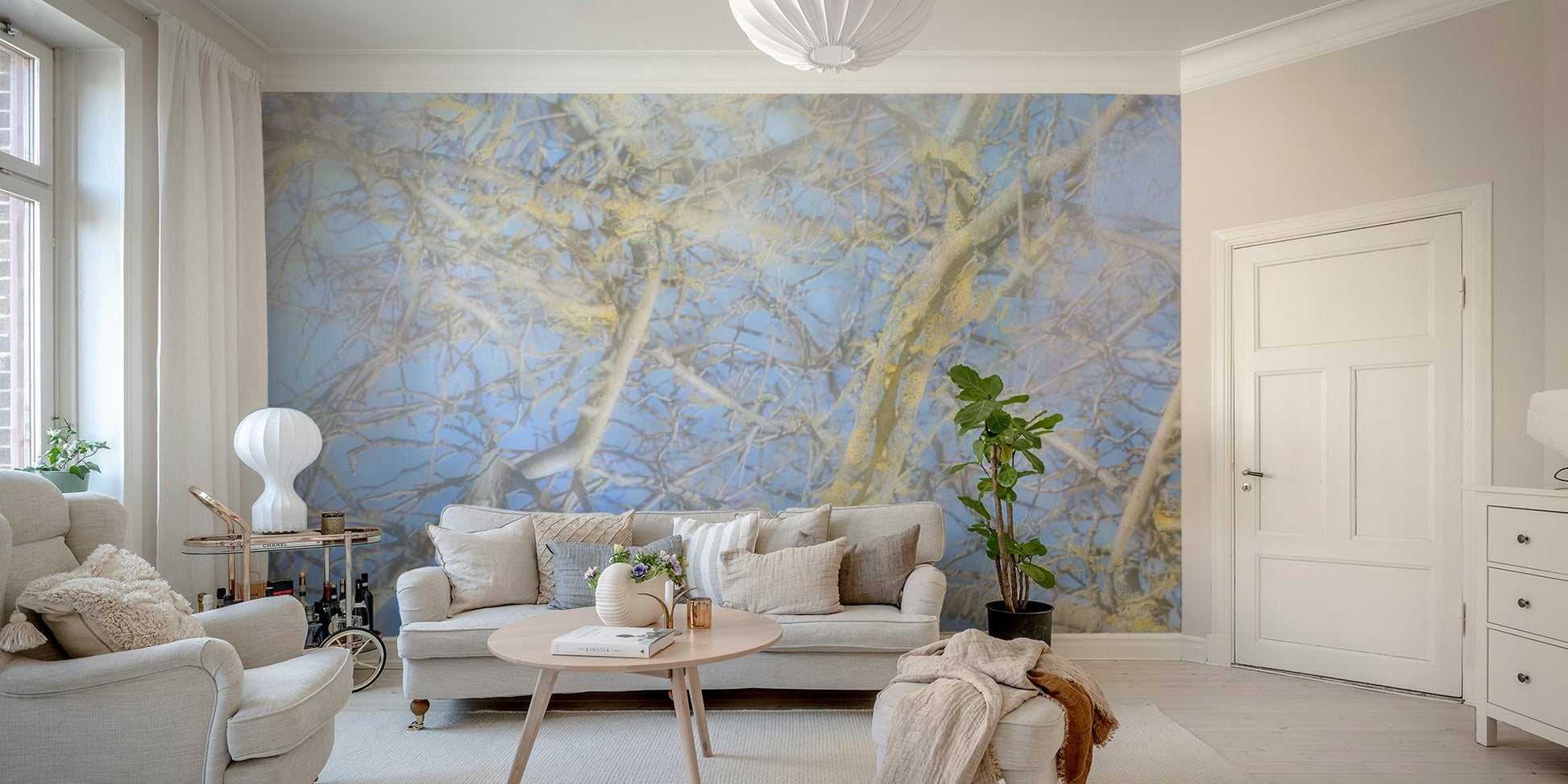 Ideal wallpaper for a bedroom, meditation space, or living room.

