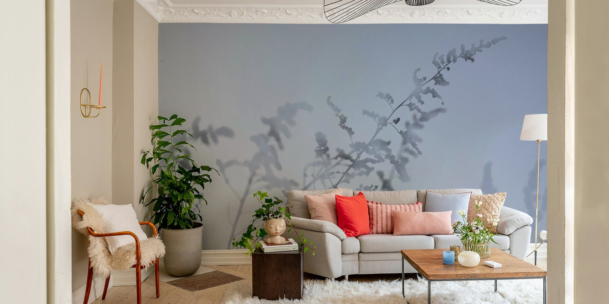 Calm botanical mural wallpaper
