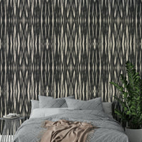 Subtle woven wallpaper design in charcoal color

