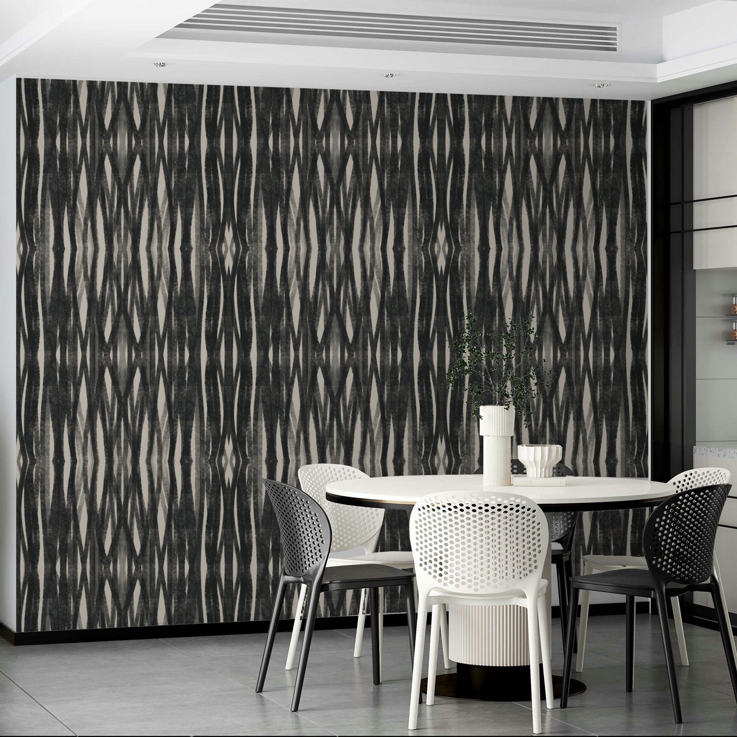 Elegant charcoal woven wallpaper for living rooms

