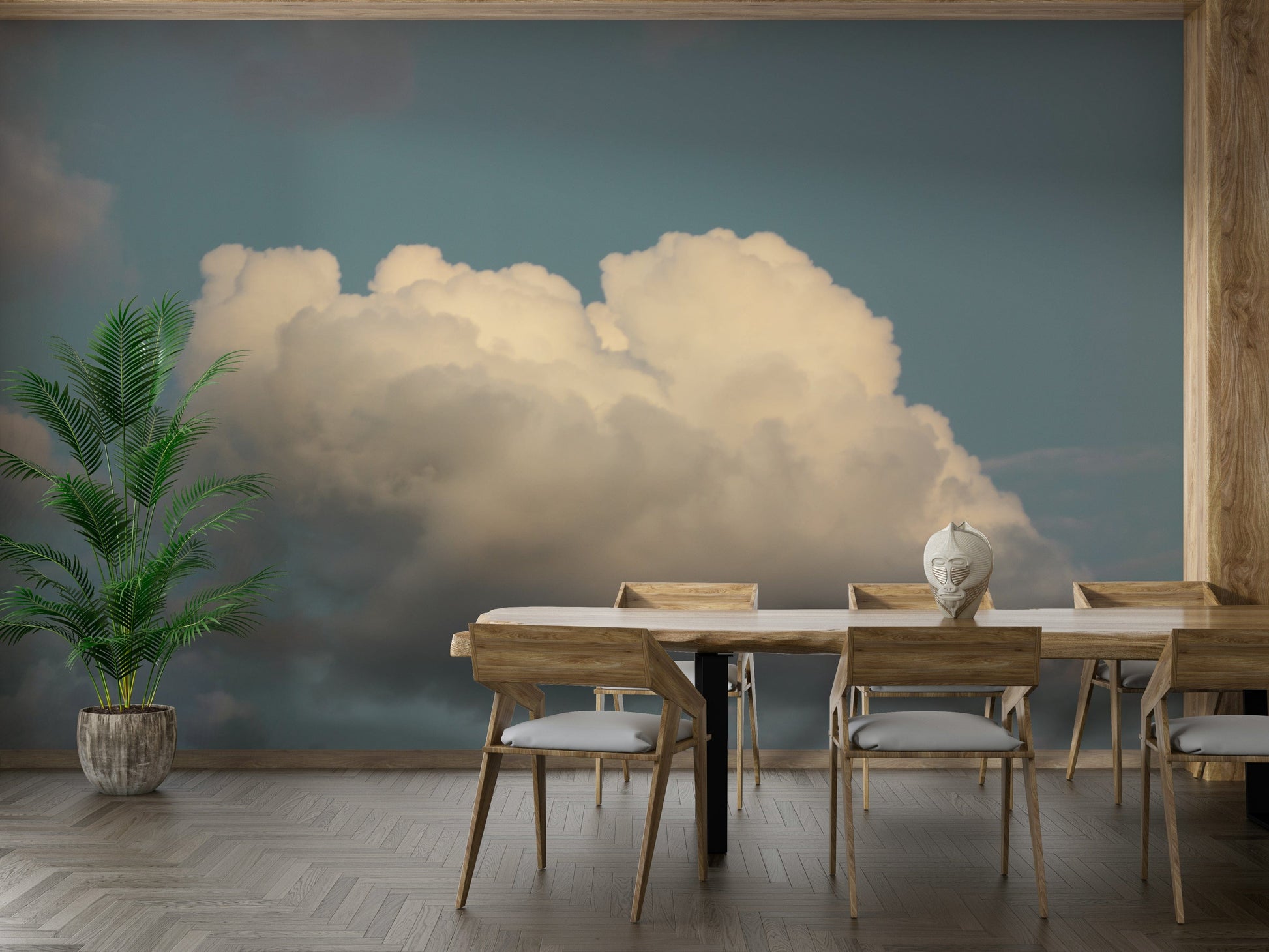 A beautiful serene sky with soft, white clouds.

