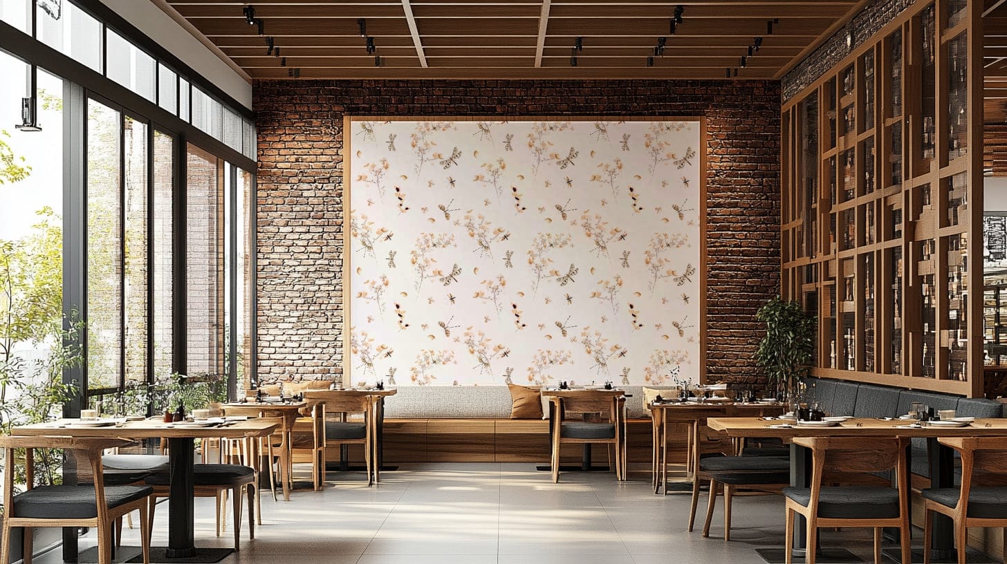 An interior with a peaceful and enchanting accent wall

