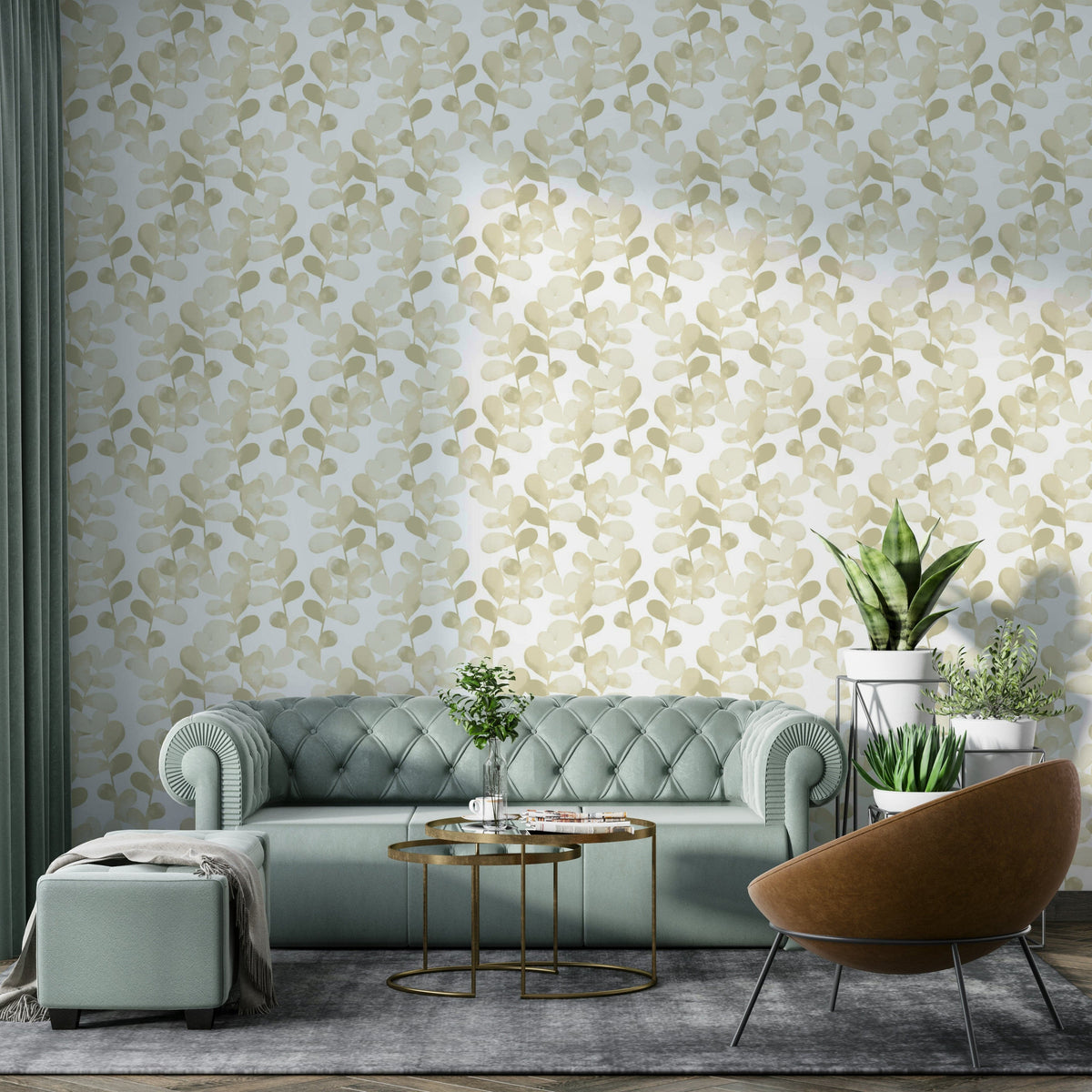 A close-up of the delicate leaf pattern texture.