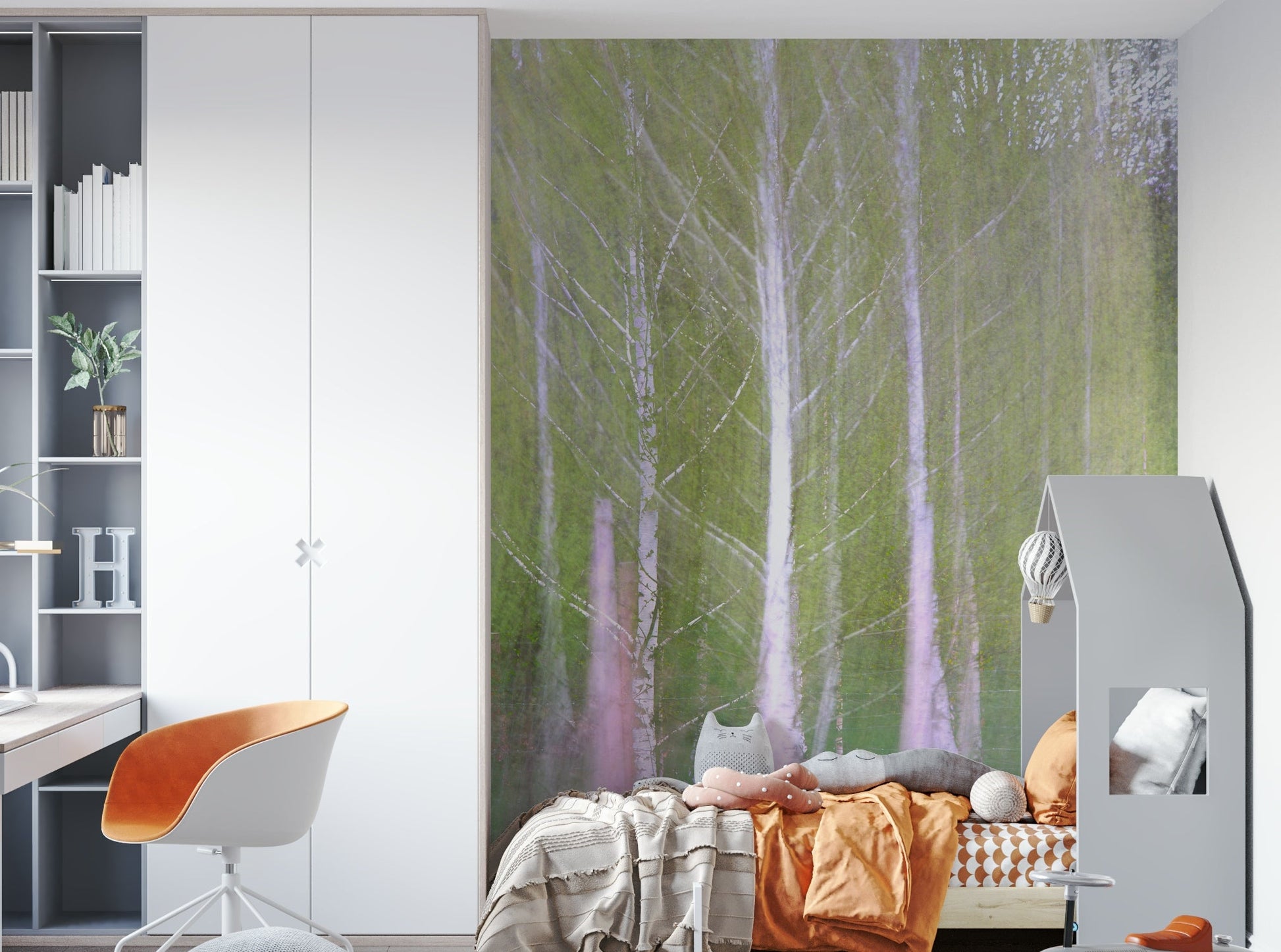 The trees and background are intentionally blurred, creating a dreamy effect.

