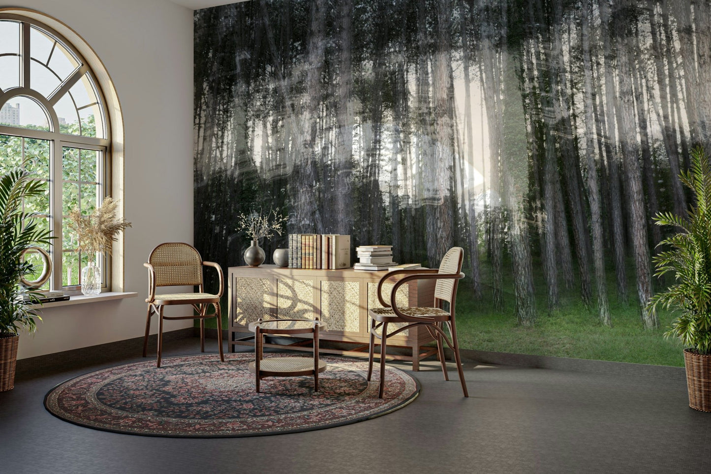 The play of light and shadow in a forest
