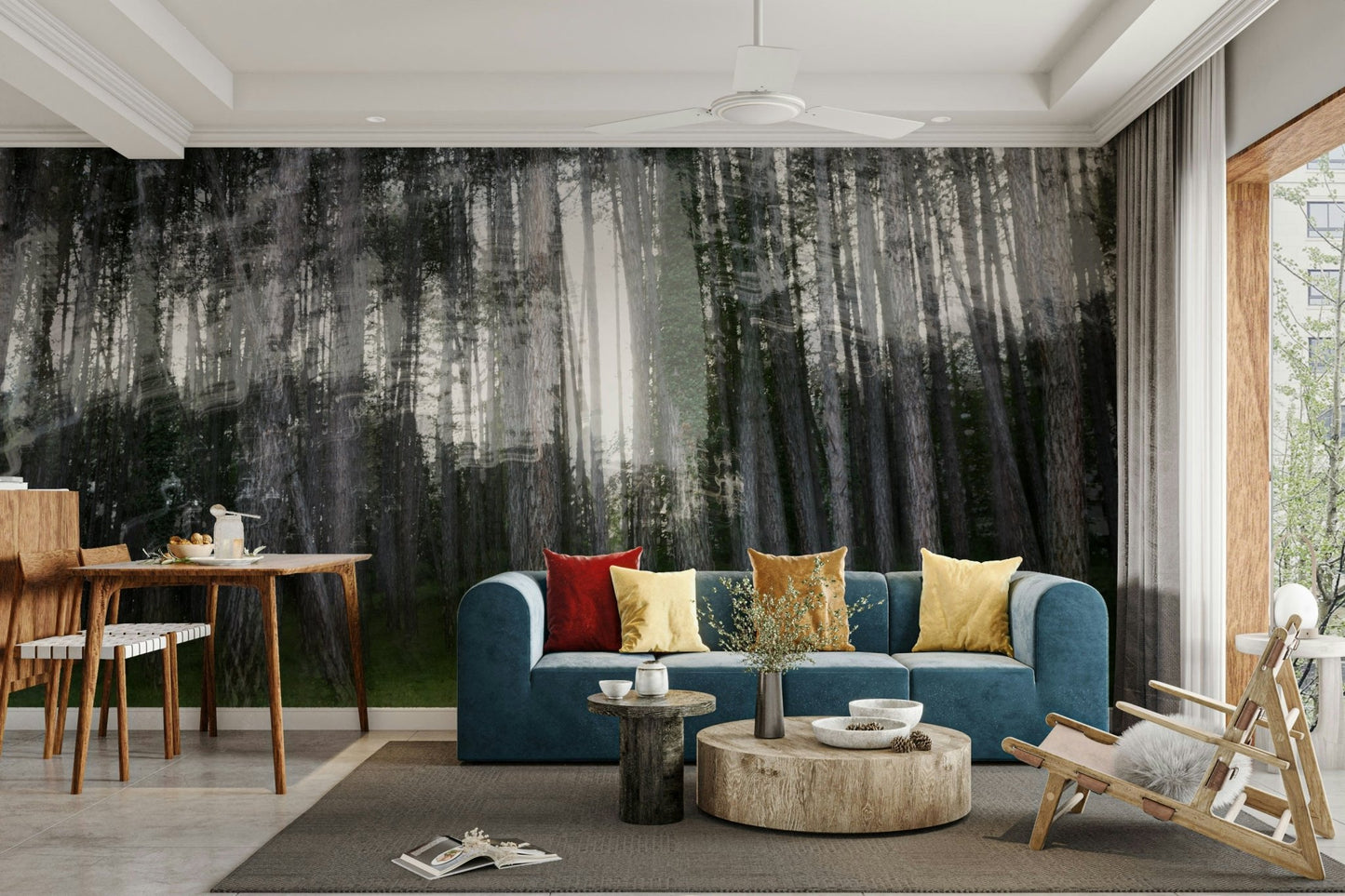 Abstract art print of trees in a natural setting
