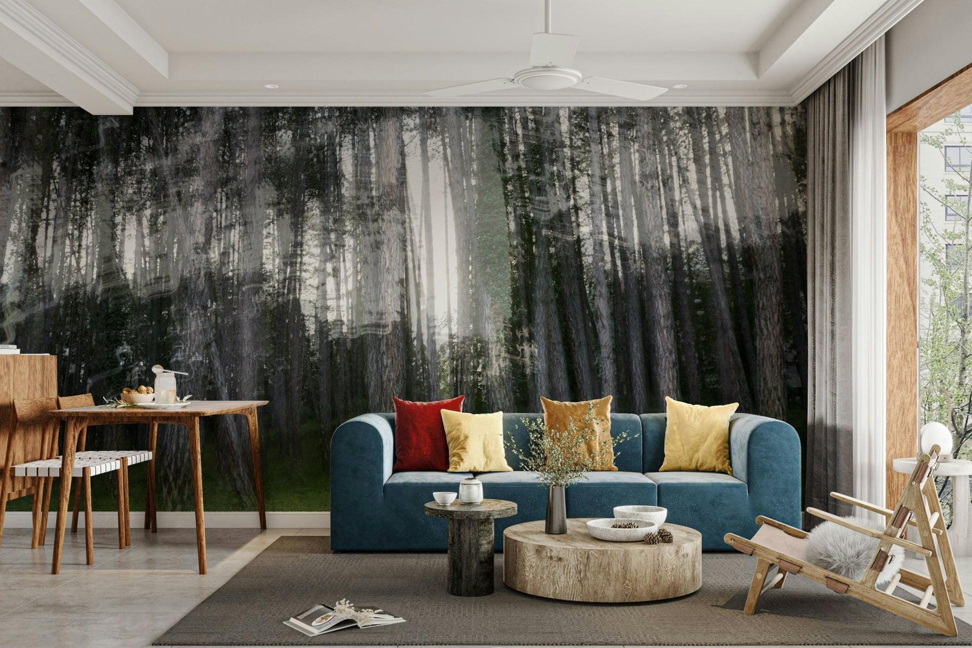 Abstract art print of trees in a natural setting
