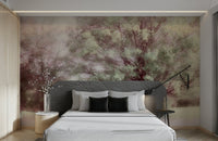 Soft green tree mural wallpaper
