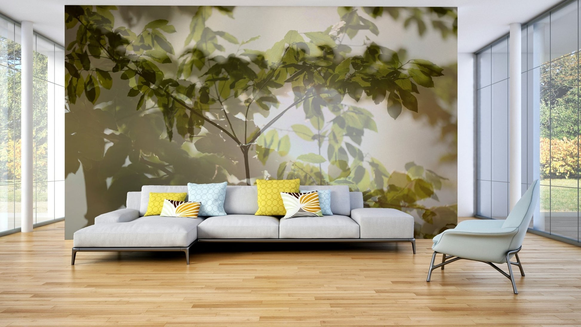 Different shades of green foliage overlapping
