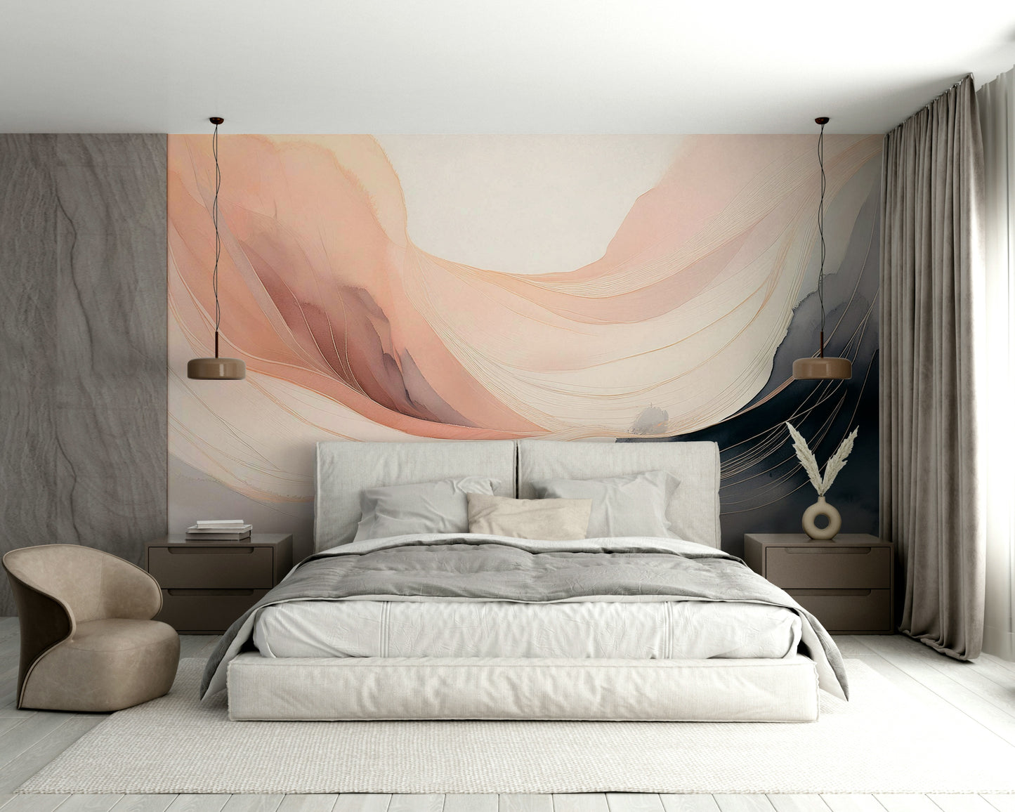 Close-up of blended purple and blue color tones in an abstract mural.