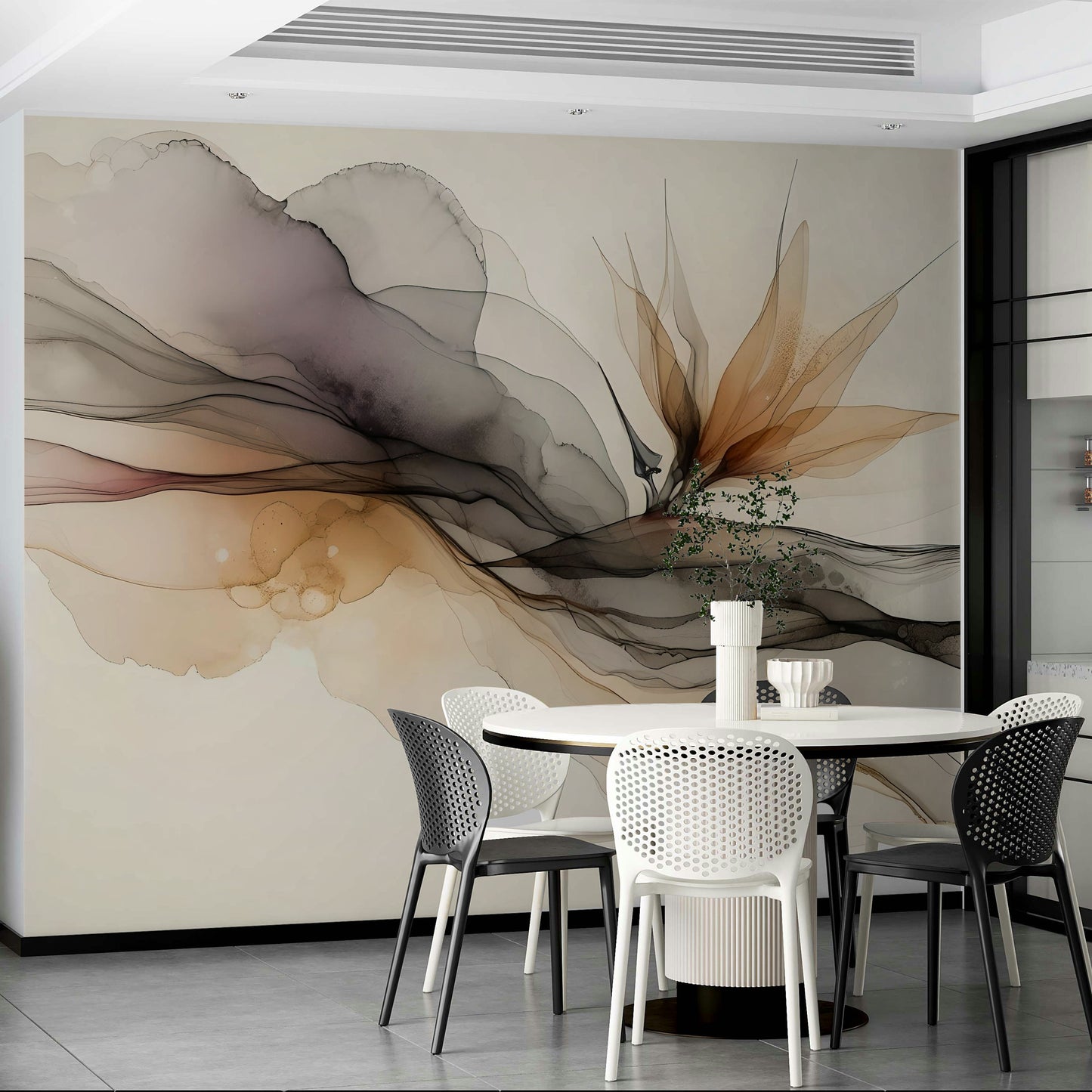 Detailed view of the liquid marble style in a light-filled living space.
