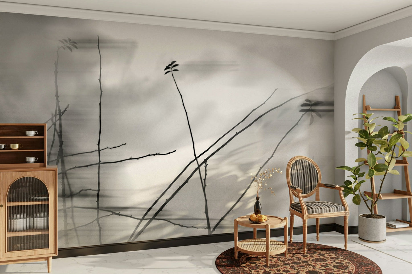 Monochrome branches mural wallpaper
