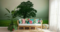 Dramatic Ethereal Presence wall covering fog light green scenery.
