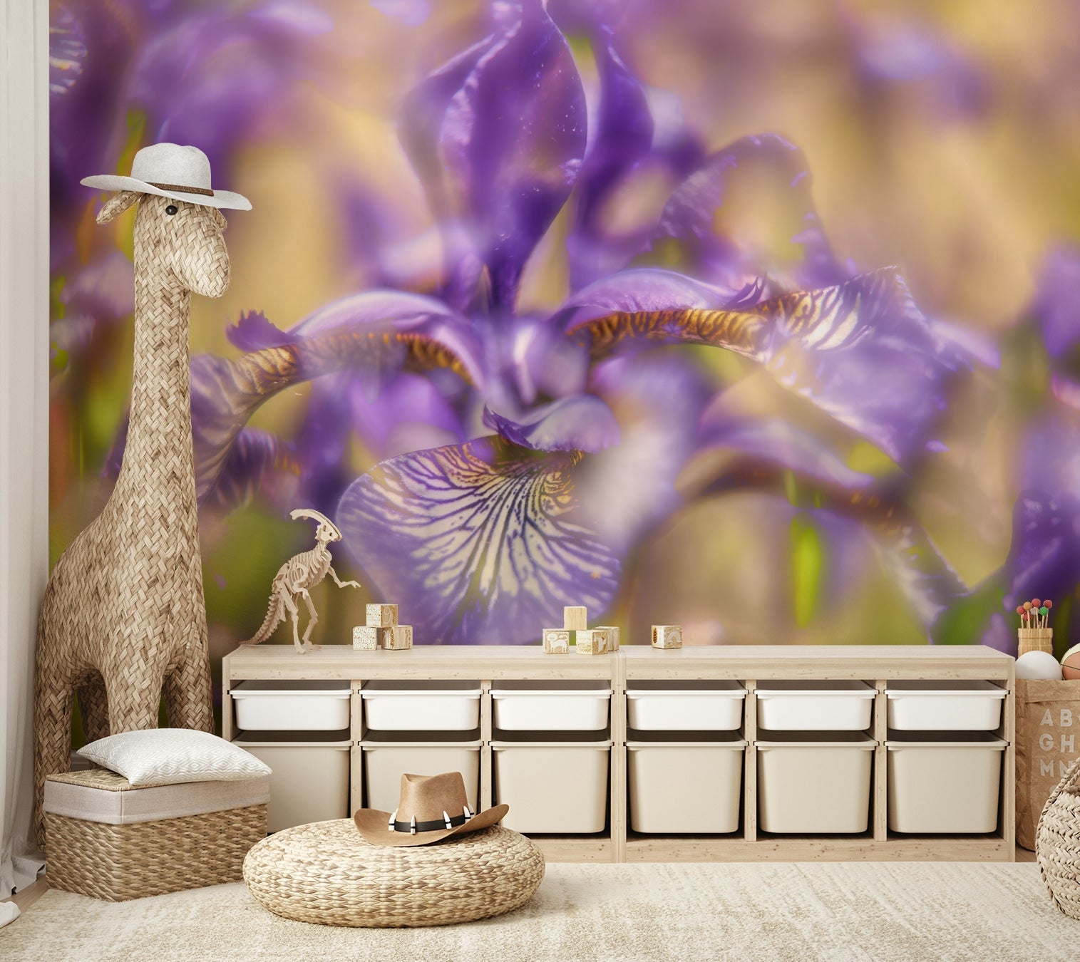 Ethereal Purple Iris Art Print | Delicate Floral Photography | Nature Wall Decor Wall Mural