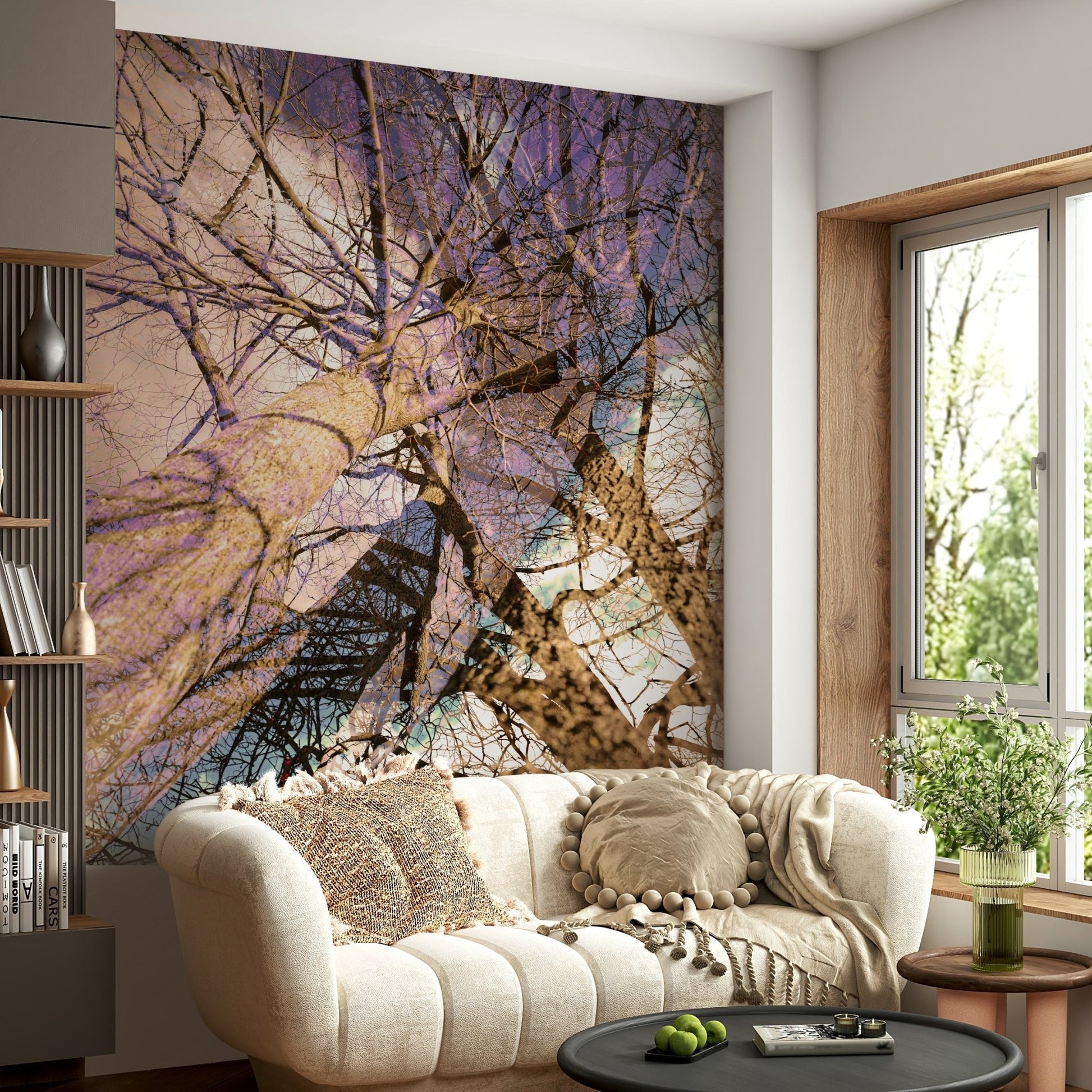 Muted color mural wallpaper
