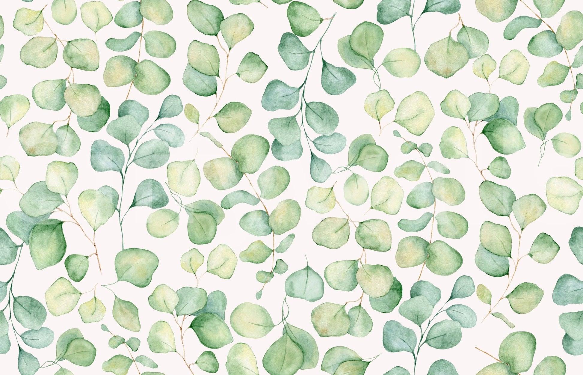 Sophisticated lounge wallcovering featuring eucalyptus garden illustrations.