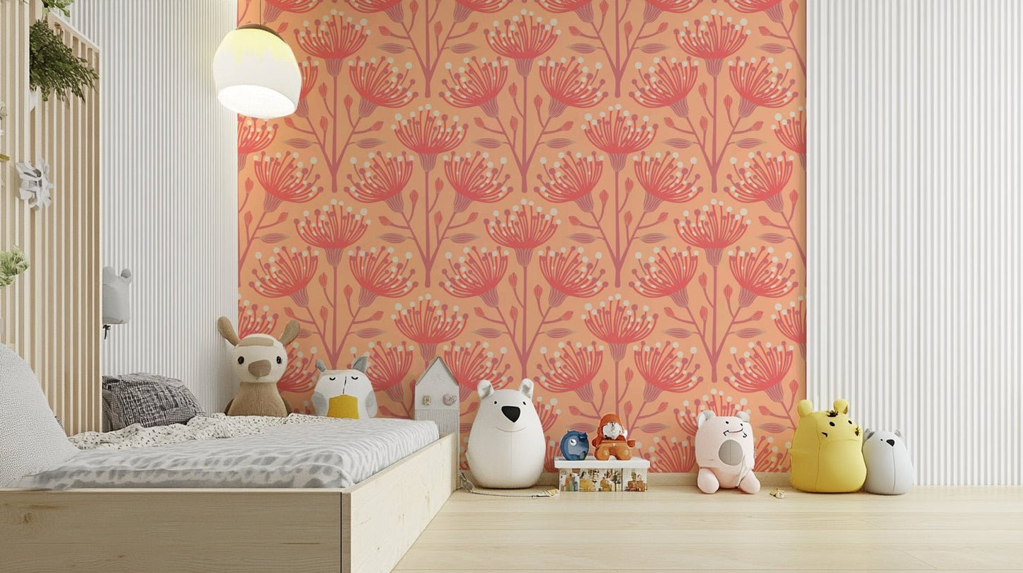 Pastel botanical wall wallpaper
