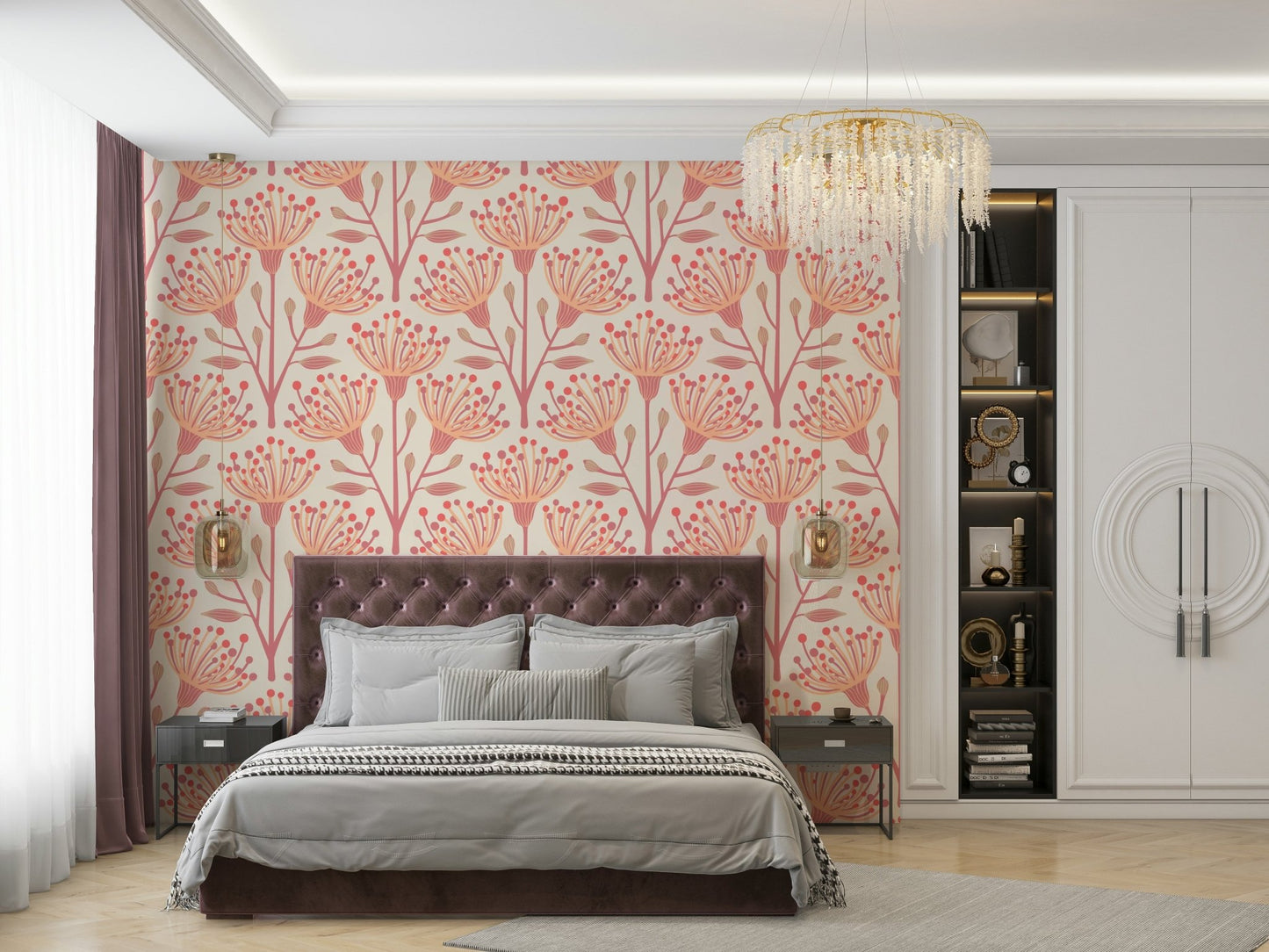 Delicate botanical print wallpaper
