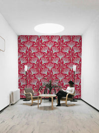 Statement wallpaper with eucalyptus print
