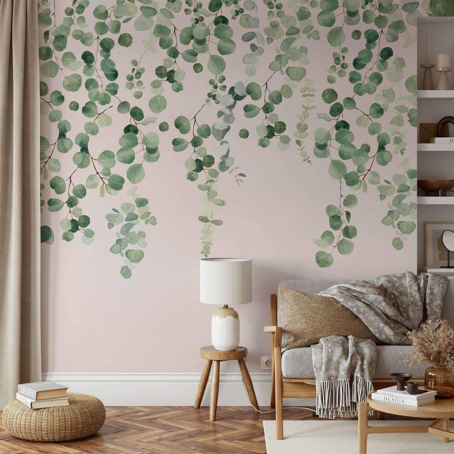 Leafy eucalyptus mural for stylish home decor

