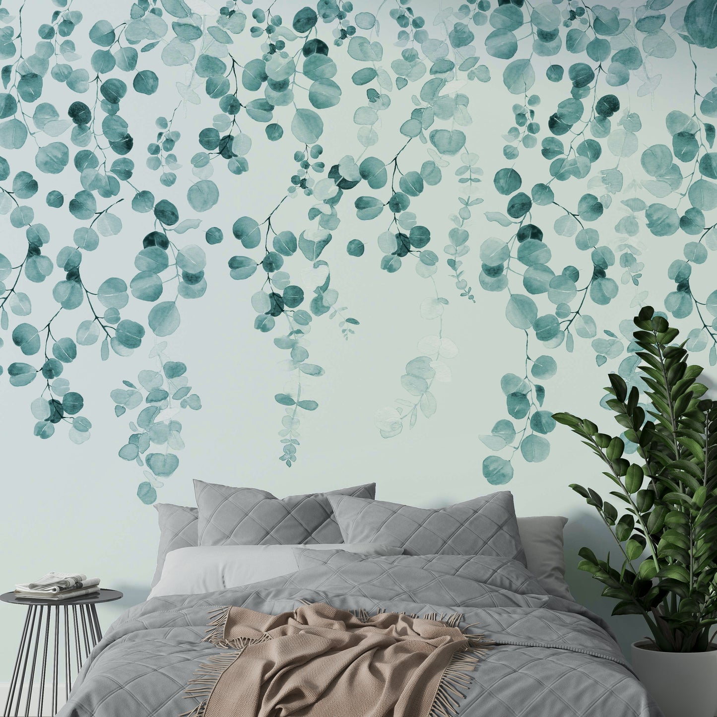 Nature-themed teal eucalyptus art for walls

