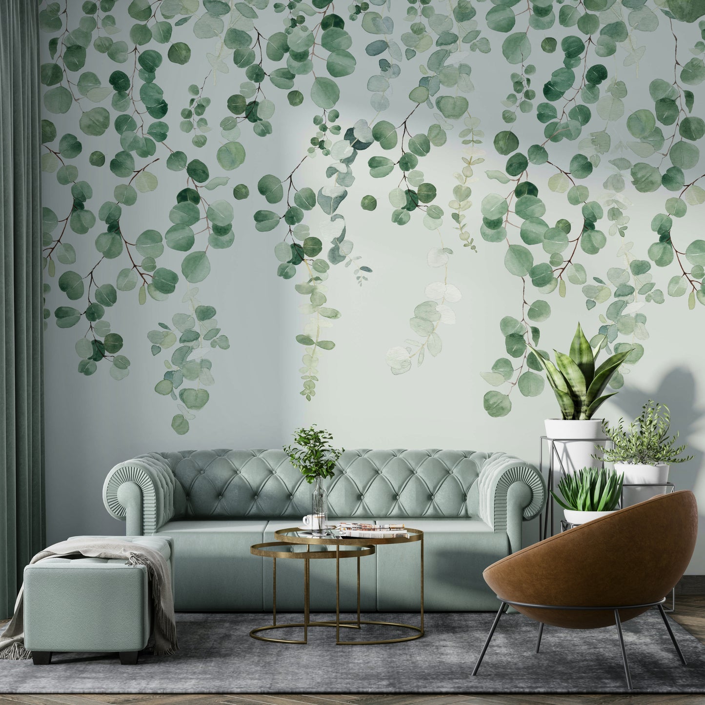Botanical eucalyptus wall backdrop

