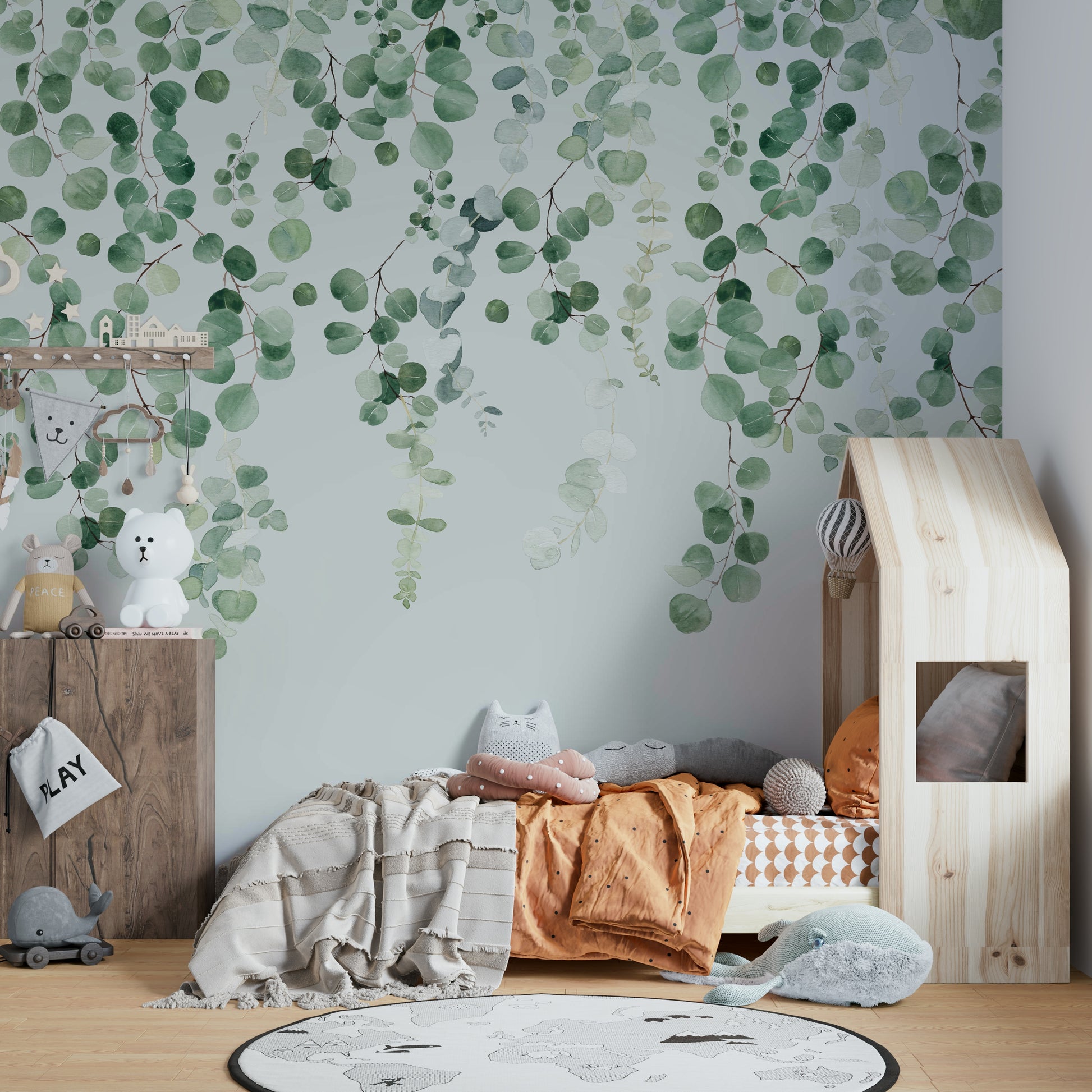 Elegant eucalyptus leaves wall print

