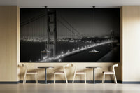 Muted floral mural wallpaper in neutral tones

