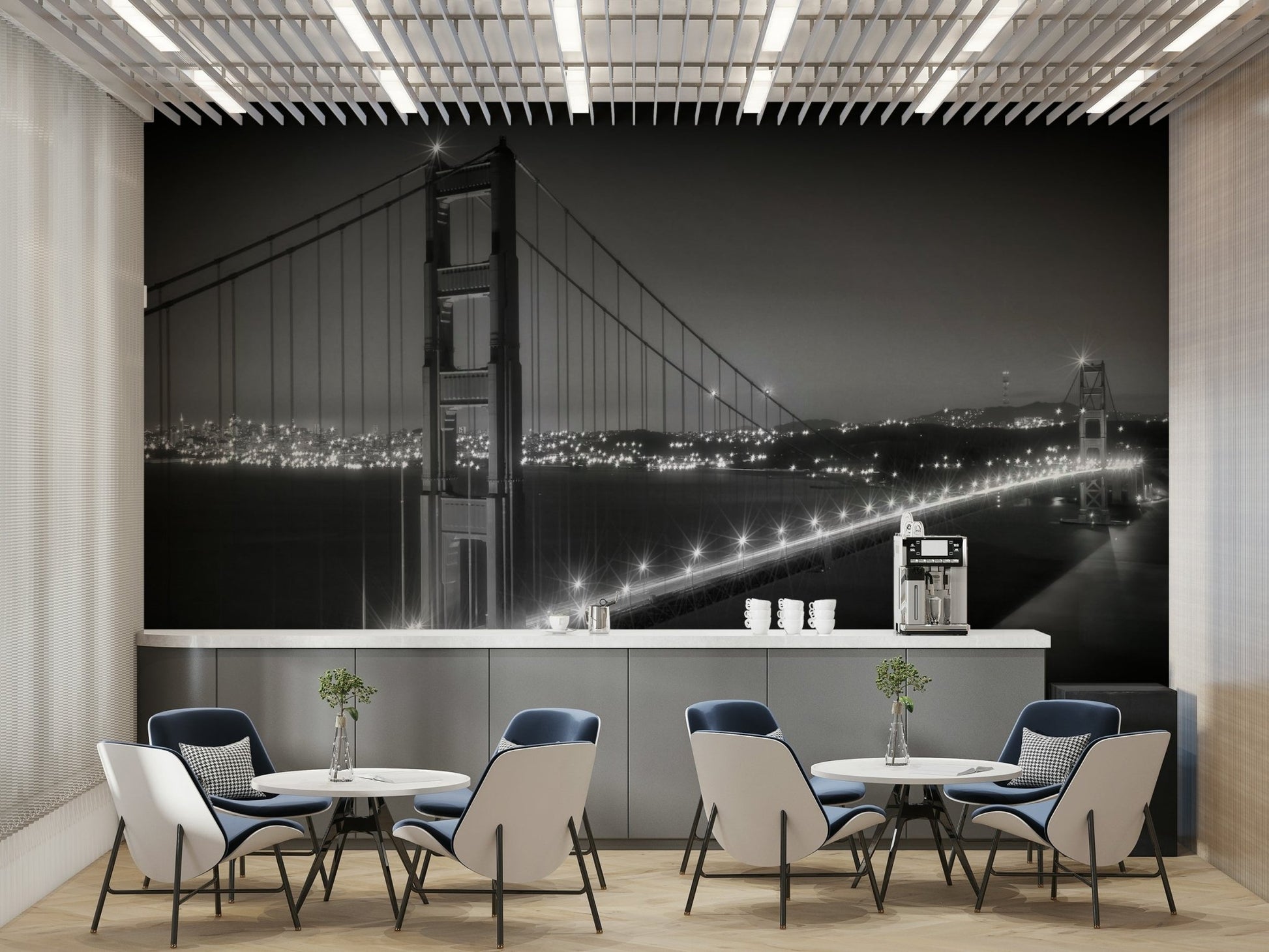 Botanical mural wallpaper with soft shades


