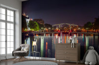 The colors are soft and gentle, with many shades of blue, gold, and orange.

