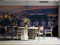 Evening view over the Vltava bridges in Prague mural

