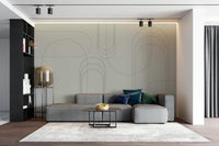 Modern wall mural with geometric arches

