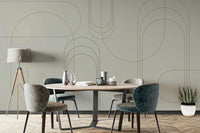 Simple arch design mural in evergreen tones

