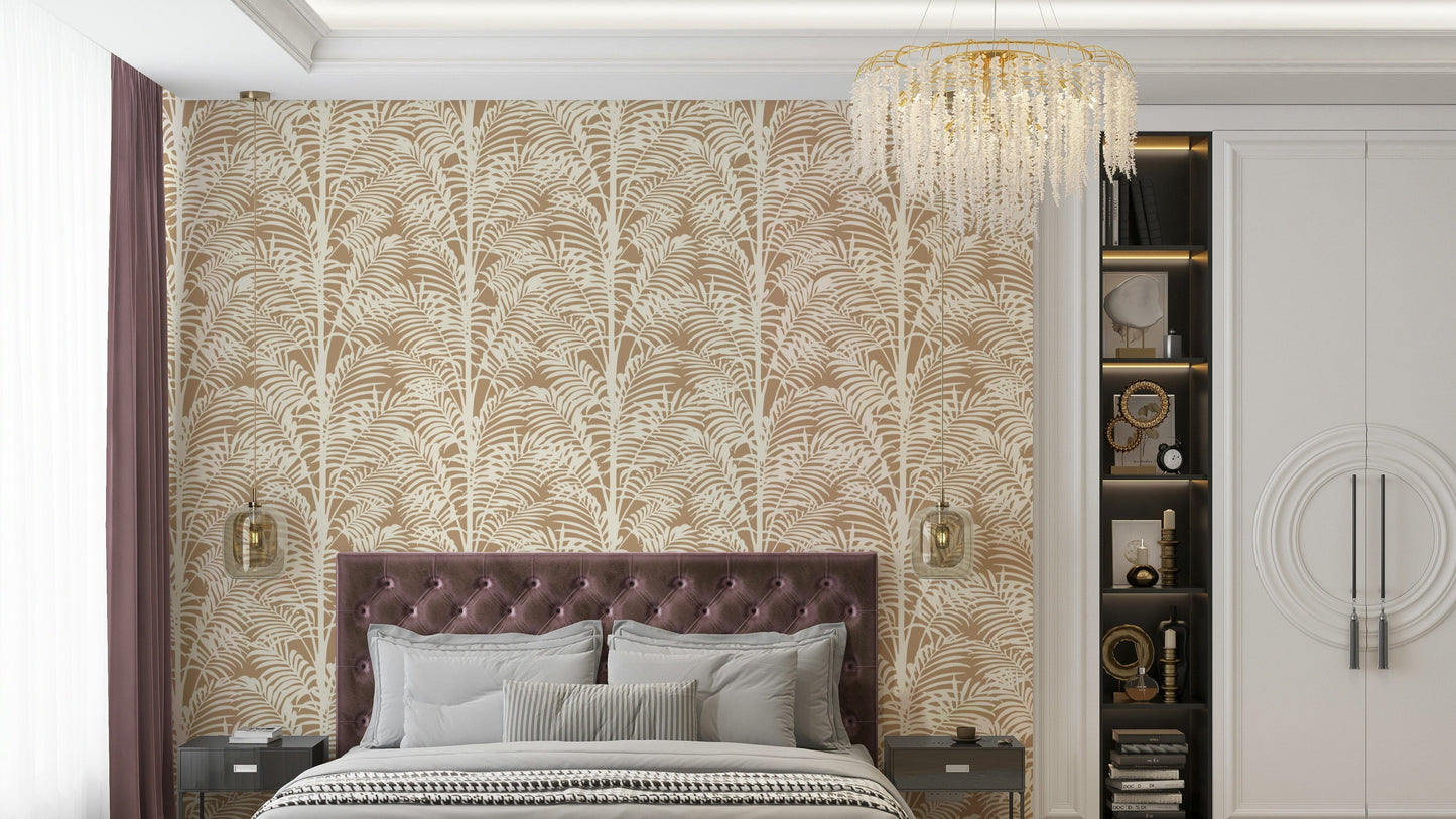 Minimalist palm leaves mural