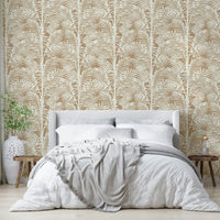 Neutral Creamy Palms tropical wallpaper

